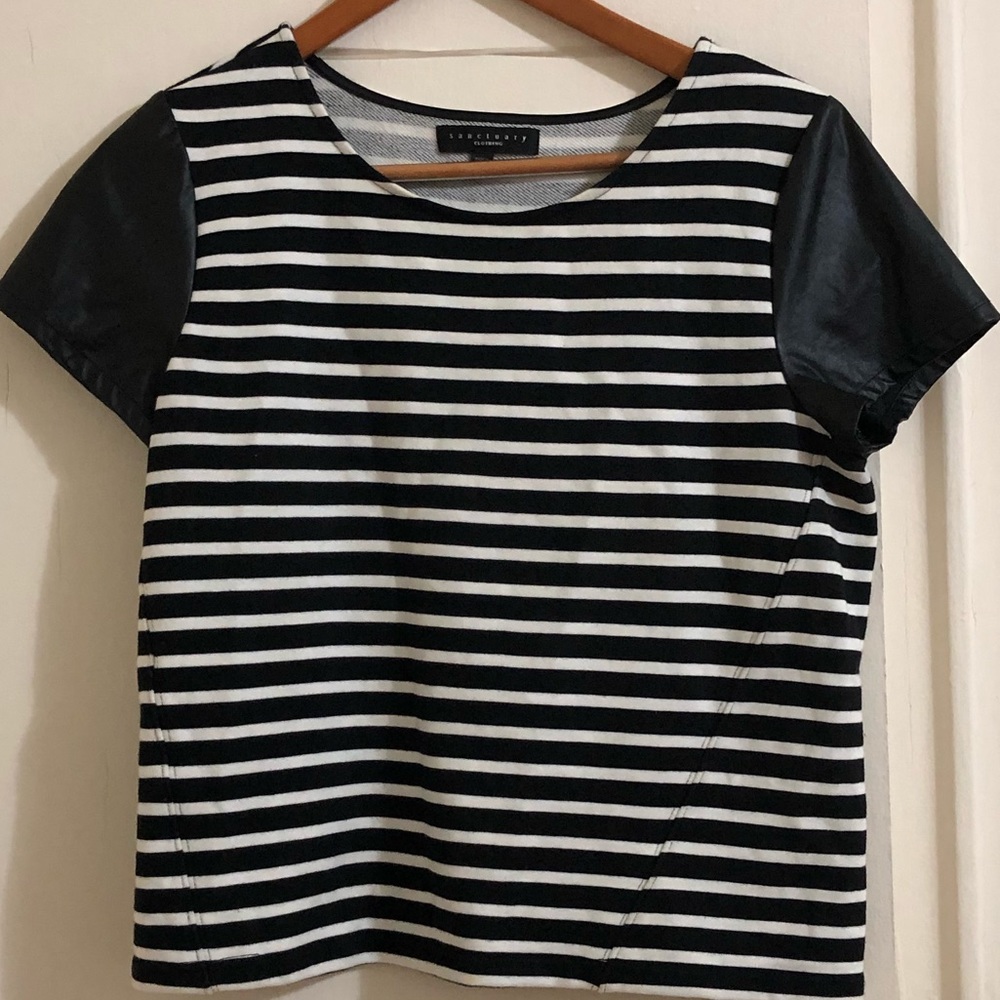 SANCTUARY leather sleeved top!!